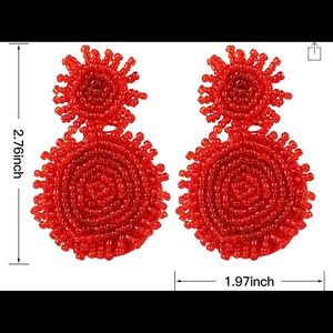 Red Bohemian Beaded Earrings